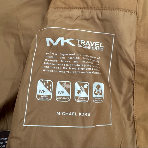 NWT Michael Kors Diamond Quilted Bomber Jacket Luggage Men’s S Tan $159 - Picture 9 of 15